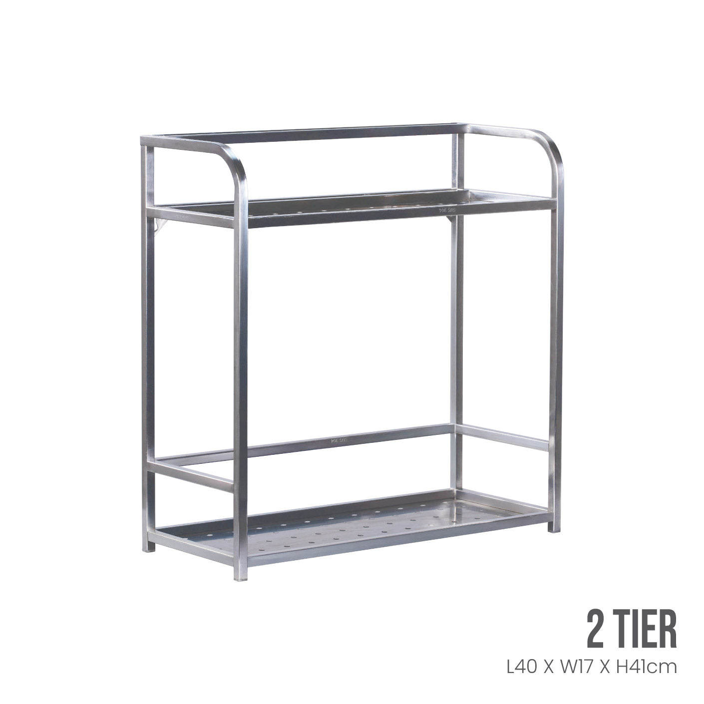 2 Tier Metal Shelf Organizer 40x17x41cm - Heavy Duty Storage Rack for Kitchen, Bathroom, Garage & Office - Space Saving Multi-Purpose Shelving Unit (Model MP201001)