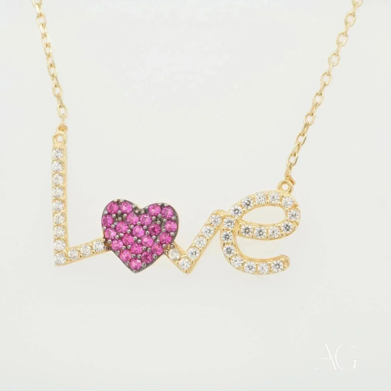 Sparkling Love Necklace for Women - 18k Gold Plated Cubic Zirconia Pendant - Perfect Gift for Anniversary, Valentine's Day & Romantic Occasions