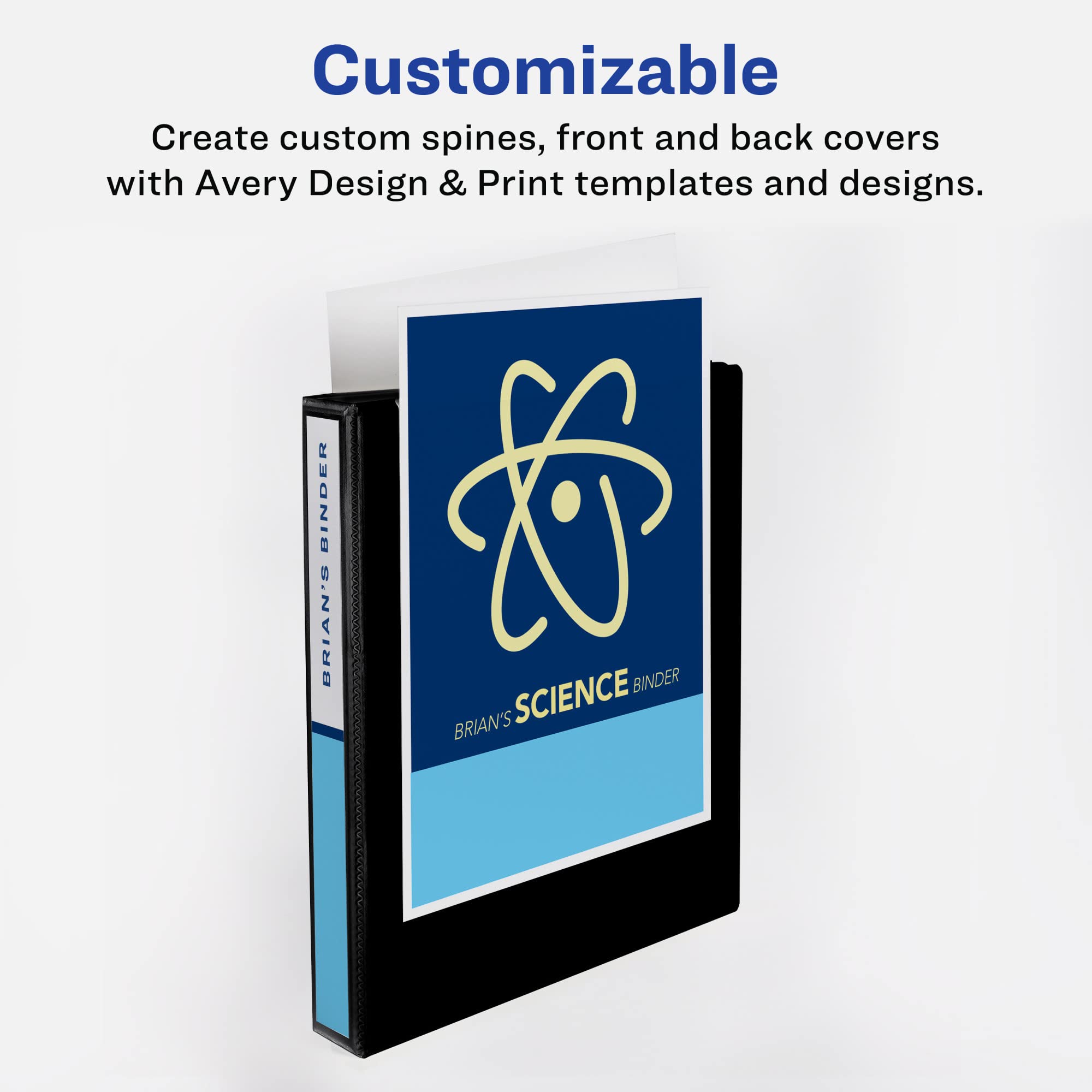 Avery Heavy-Duty 3-Ring Binder with One Touch EZD Rings - 5 Inch, 2.3/4.8 Inch Spine, Navy Blue (79806) - Perfect for School, Office, and Document Organization