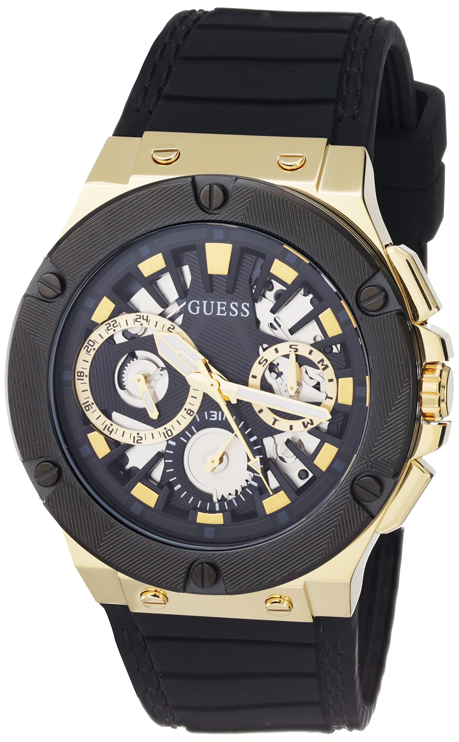 GUESS Men's 44mm Stainless Steel Chronograph Watch with Date Display - Water Resistant Casual & Dress Watch for Business, Parties & Everyday Wear