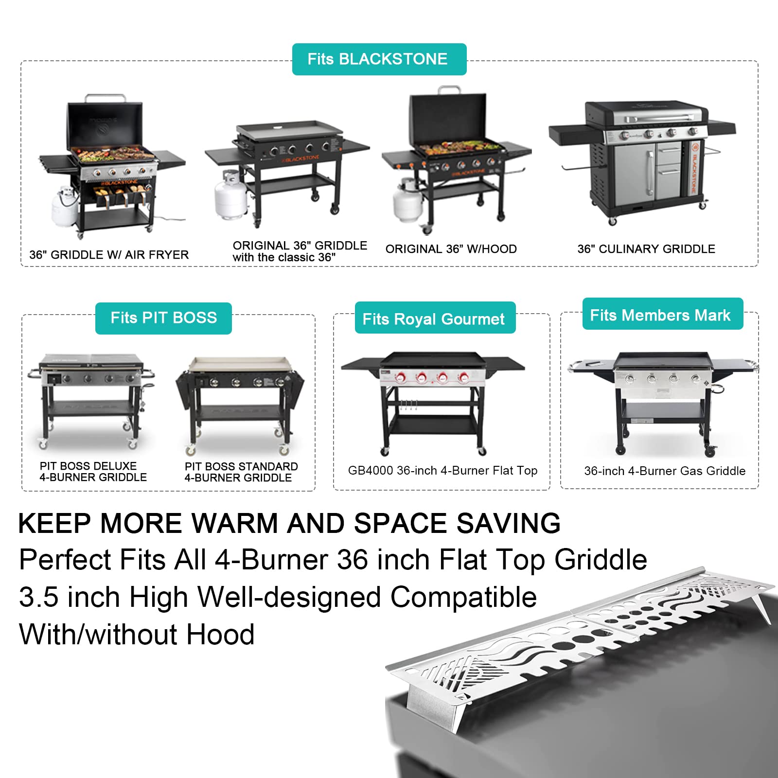 Stainless Steel Warming Rack for Blackstone 36 Inch Griddle - Compatible with 1554 & 1825 Models (With/Without Hood) - Heavy Duty Grill Accessory for Chicken, Burgers & More - Perfect for Backyard BBQs, Tailgating & Outdoor Cooking
