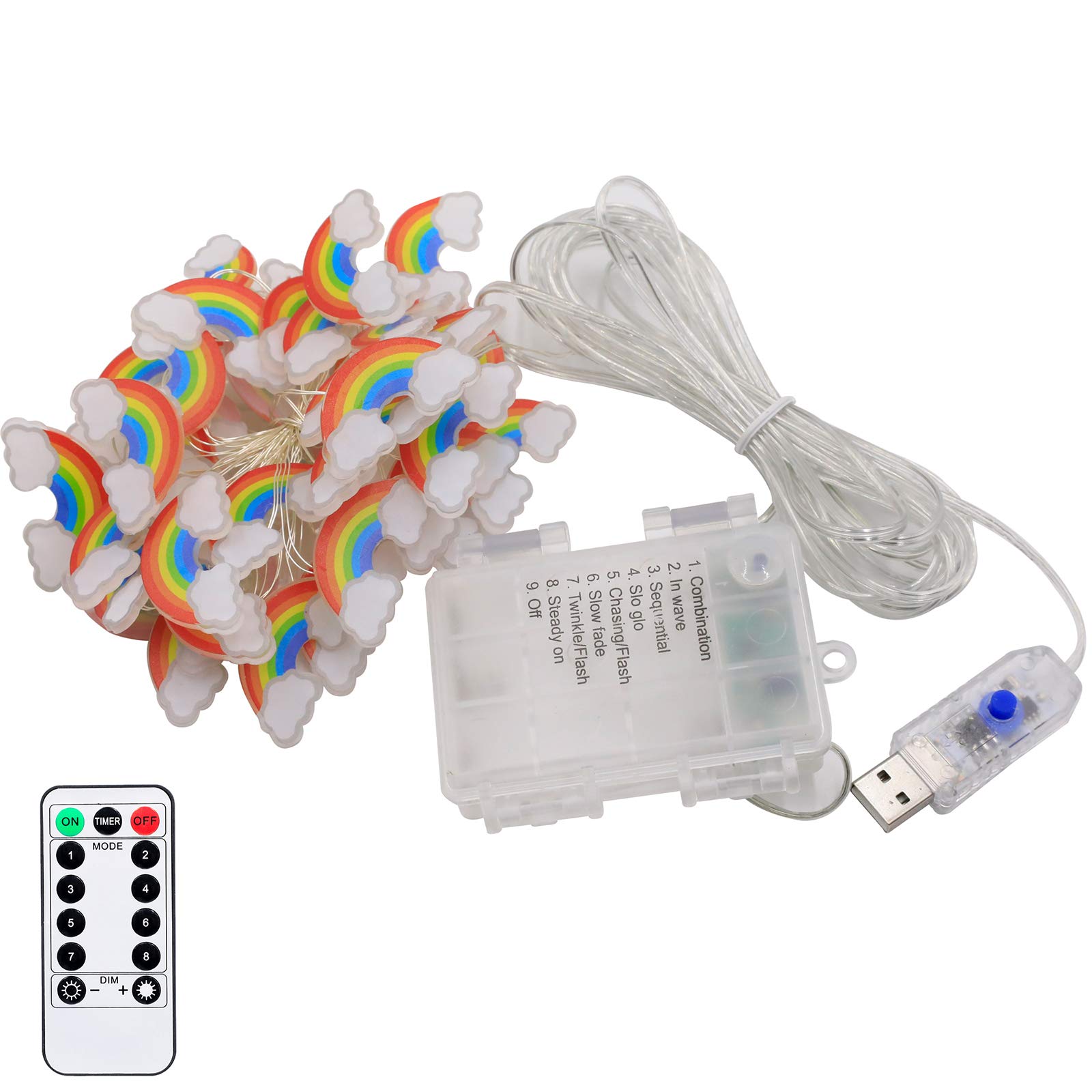 40 LED Rainbow String Lights - USB & Battery Powered Fairy Lights with Remote & Timer, 8 Modes, 13ft for Indoor/Outdoor Decor - Perfect for Kids Bedroom, Party, Wedding, Garden & Christmas Decorations