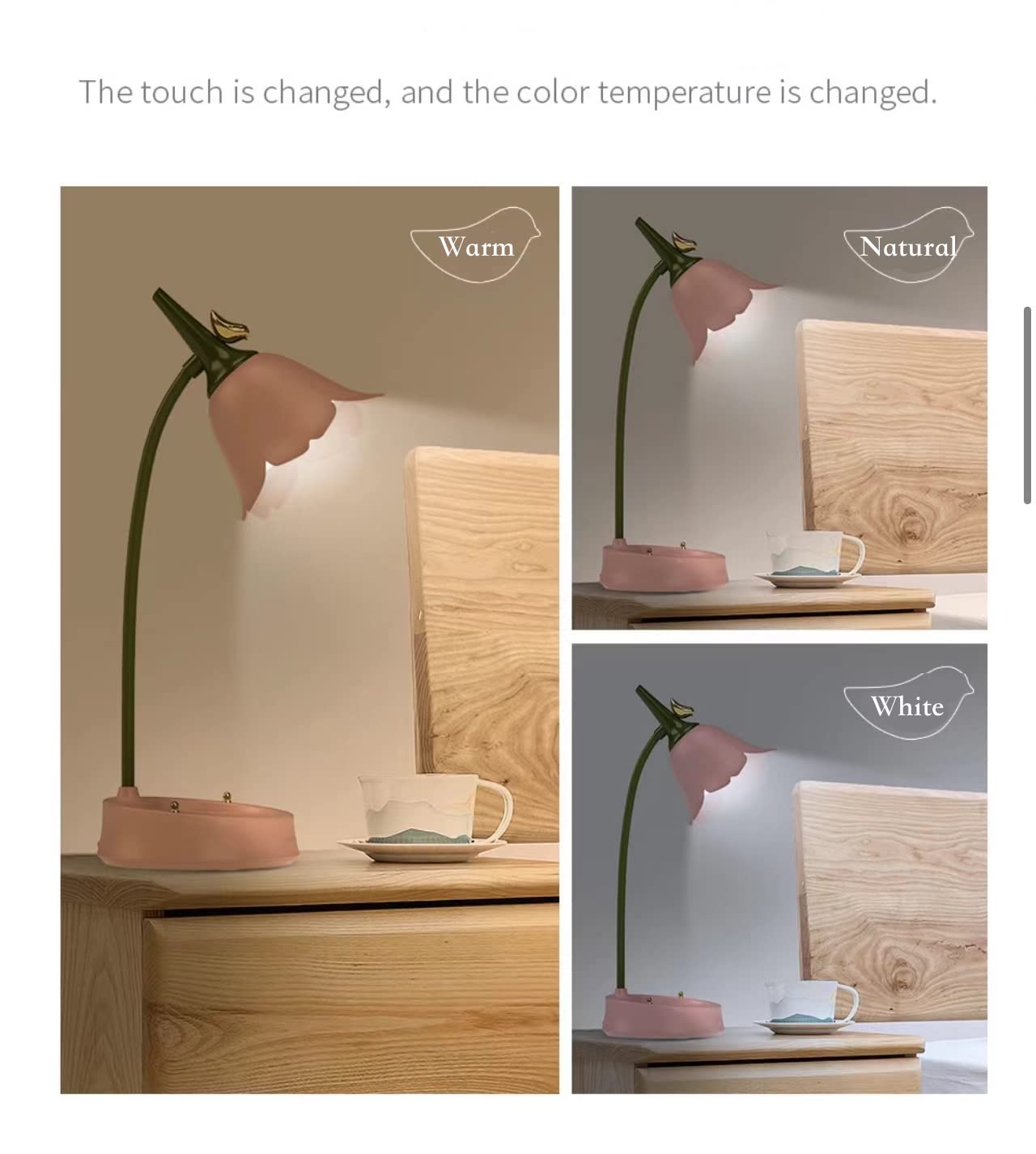 JHTPSLR Metal Sunflower LED Desk Lamp with USB Port & Dimmer - 3-Light Adjustable Table Lamp for Study, Office, Living Room & Bedroom Decor (Yellow) - Perfect for Reading, Working & Creating Cozy Atmosphere