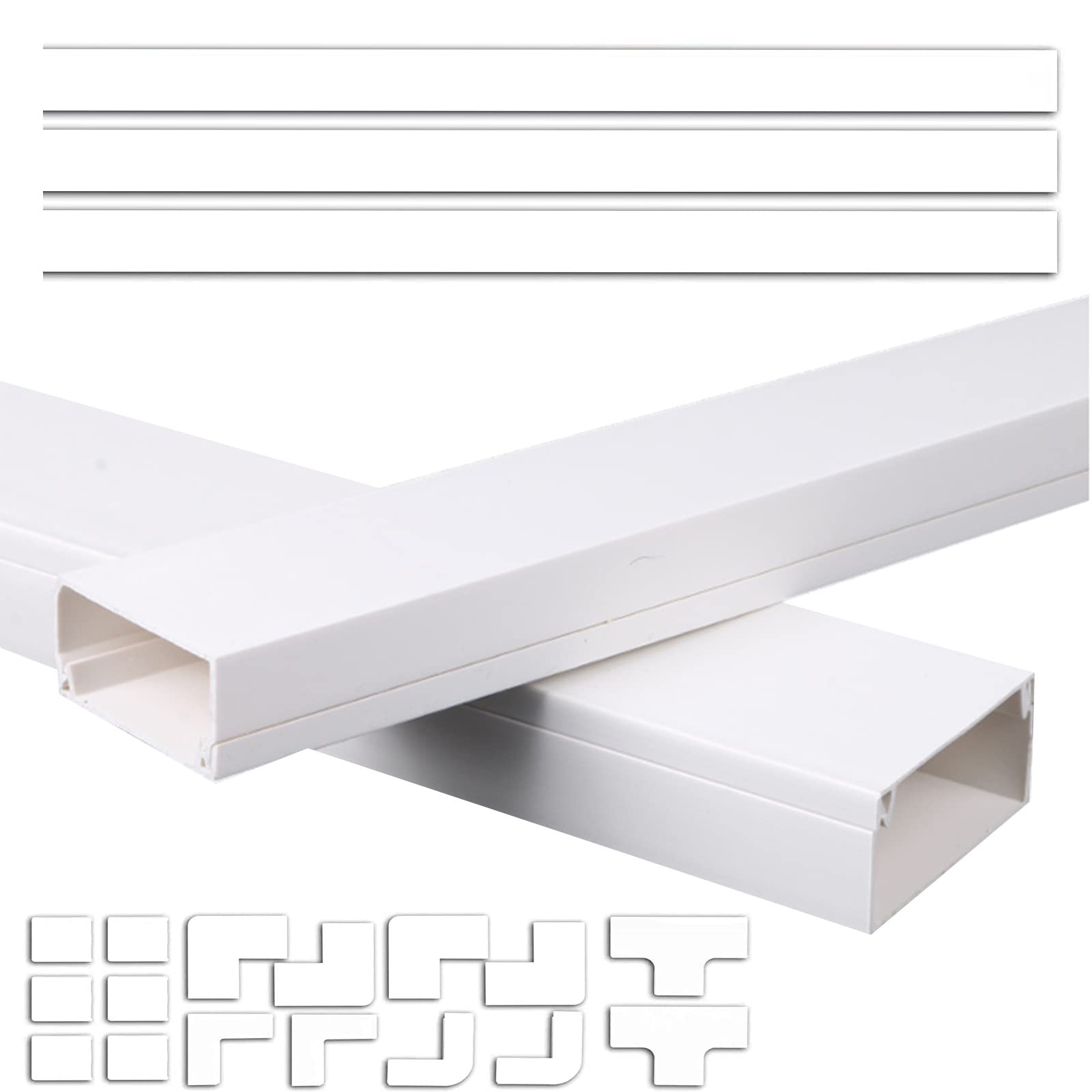 MLYYJH 16ft White PVC Cord Cover - Self-Adhesive Cable Raceway for Wall & Ceiling, Waterproof Wire Organizer - Easy Installation for Home Office, Gym, Classroom & Retail Spaces