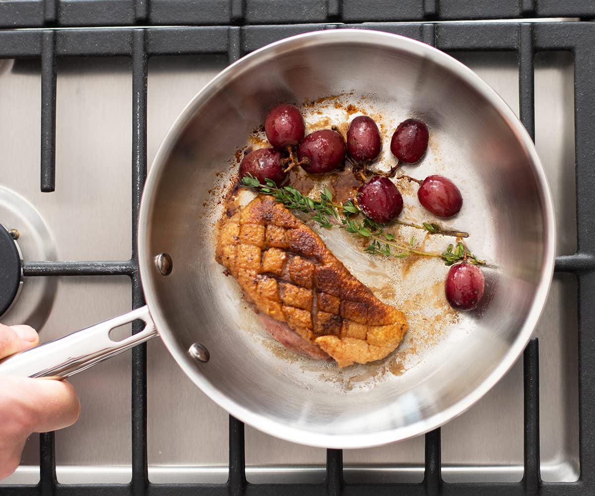 Misen 10-Inch 5-Ply Stainless Steel Frying Pan - Professional Grade Cookware for Searing, Sauteing & Even Heating - Durable Restaurant-Quality Skillet for Home Chefs - Perfect for Stovetop Cooking, Meal Prep & Gourmet Dishes