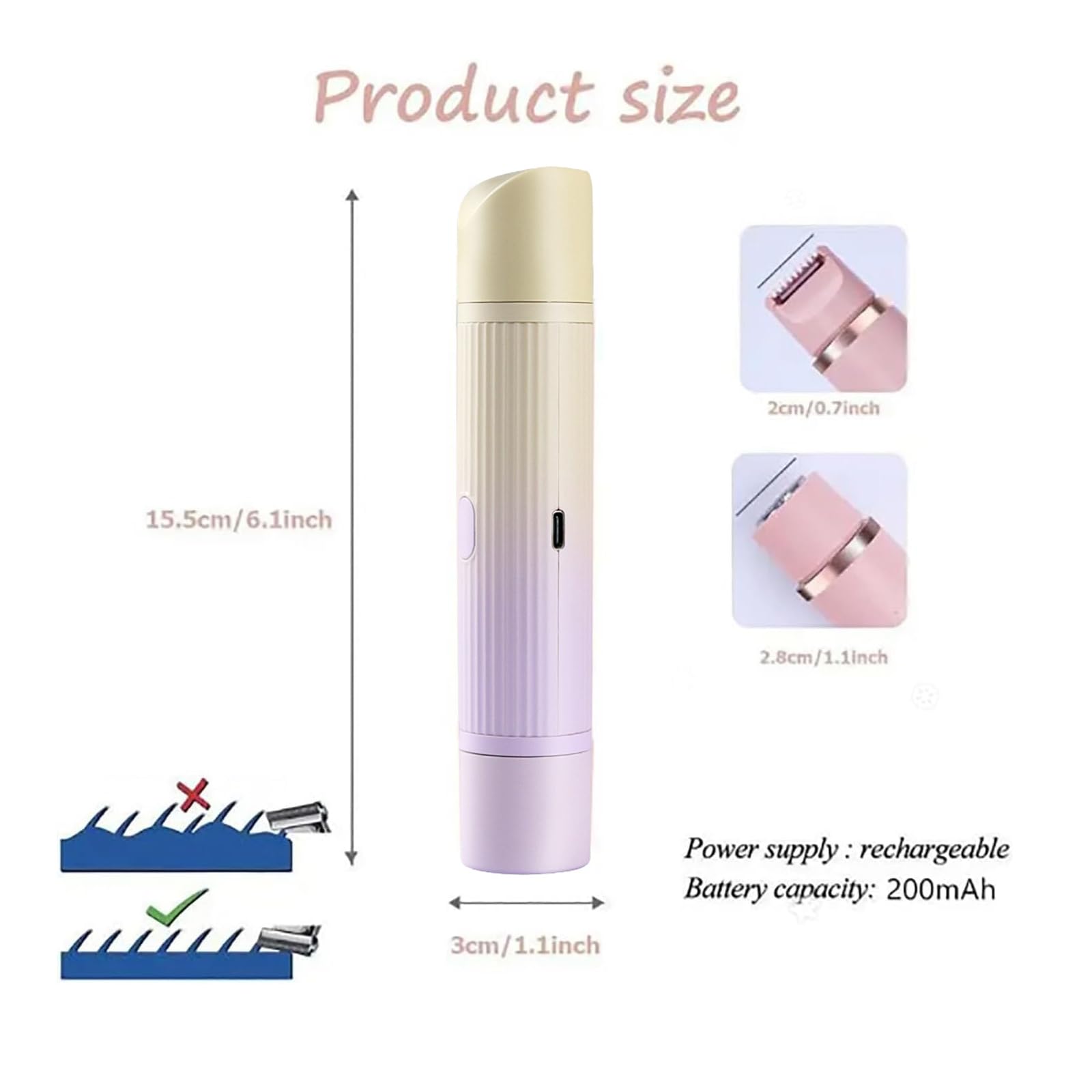 Allalonga 7-in-1 Electric Shaver for Women - Waterproof Rechargeable Bikini Trimmer & Body Hair Remover with Dual Head - Perfect for Travel, Gym & Sensitive Skin Care