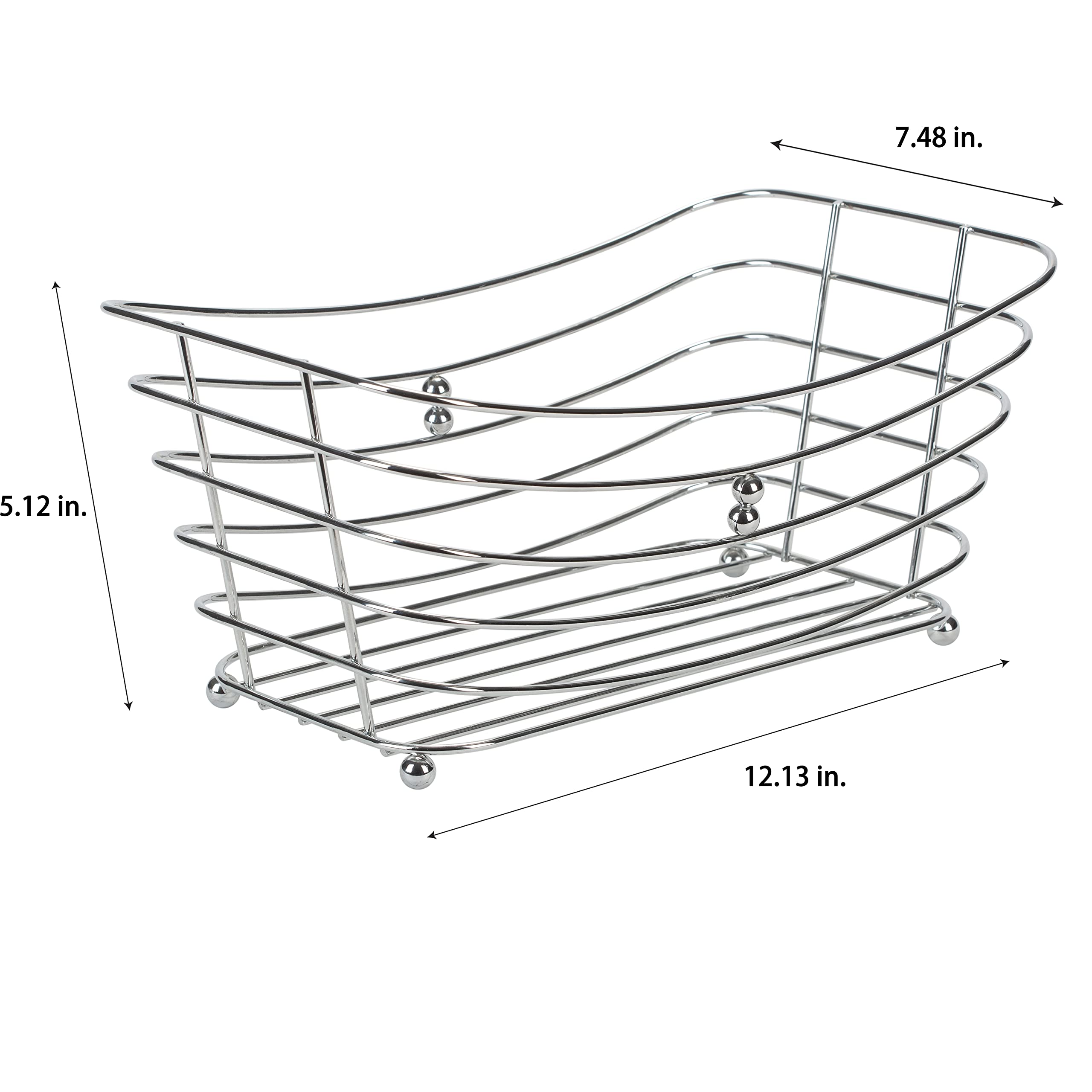 Chrome Wire Towel Basket with Non-Slip Ball Feet - 12.2