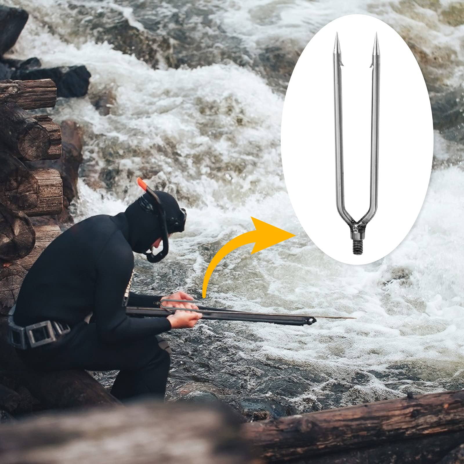 Stainless Steel Fishing Harpoon Spear with Aluminum Alloy Rod - 8mm Screw Barbed Gig Gaff for Landing Large Fish & Frog | Perfect for Saltwater Fishing, Spearfishing & Outdoor Adventures