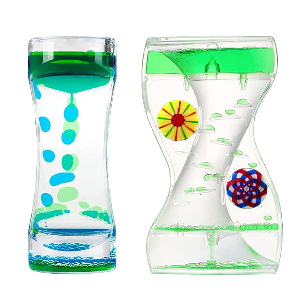Oneshow Liquid Motion Bubbler Timer 2 Pack - Colorful Oil & Water Sensory Toys for Stress Relief, ADHD & Anxiety - Fun Desk Decor for Office, Classroom & Home Use
