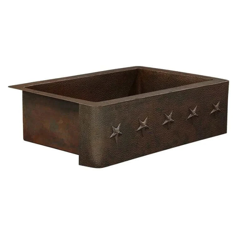 Thompson Kahlo 33-Inch Aged Copper Farmhouse Kitchen Sink with 5-Inch Apron Front - Perfect for Rustic, Vintage & Farmhouse Style Kitchens