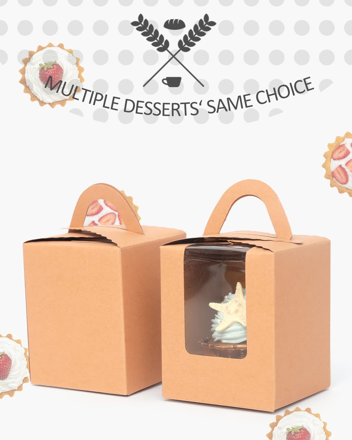 Disposable Kraft Cupcake Boxes 100pcs - 3.7