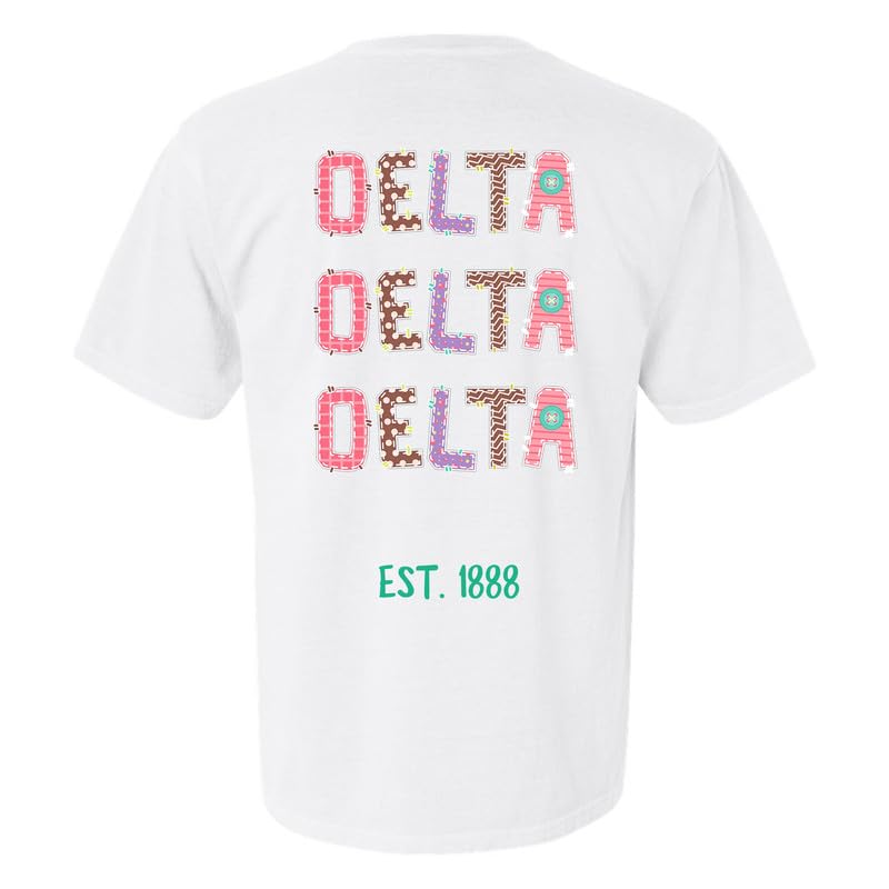 Tri Delta Comfort Colors T-Shirt | Delta Delta Delta Sorority Shirt with Embroidered Letters | Soft Cotton Tee for Sorority Events, Campus Wear & Sisterhood Bonding