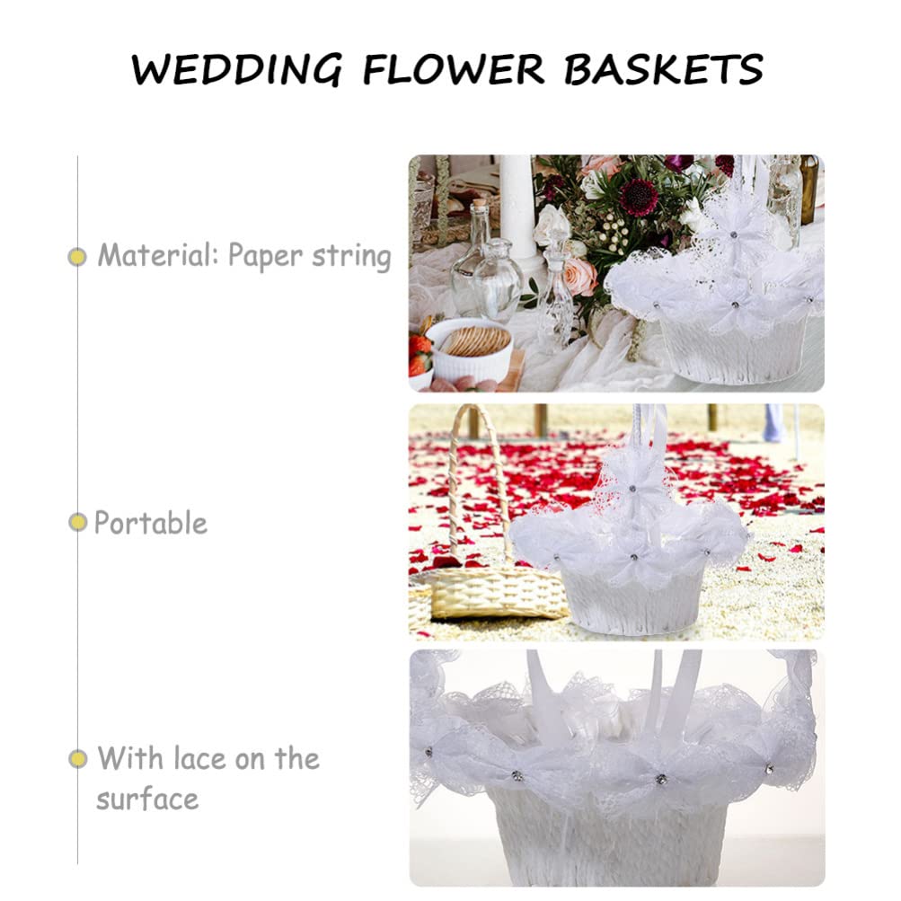 Elegant Flower Girl Basket - Delicate Wedding Flower Holder for Bridesmaids, Flower Girls | Portable Handheld Basket for Wedding Decorations, Ceremony & Reception | Perfect for Outdoor Weddings, Photo Shoots & Special Events
