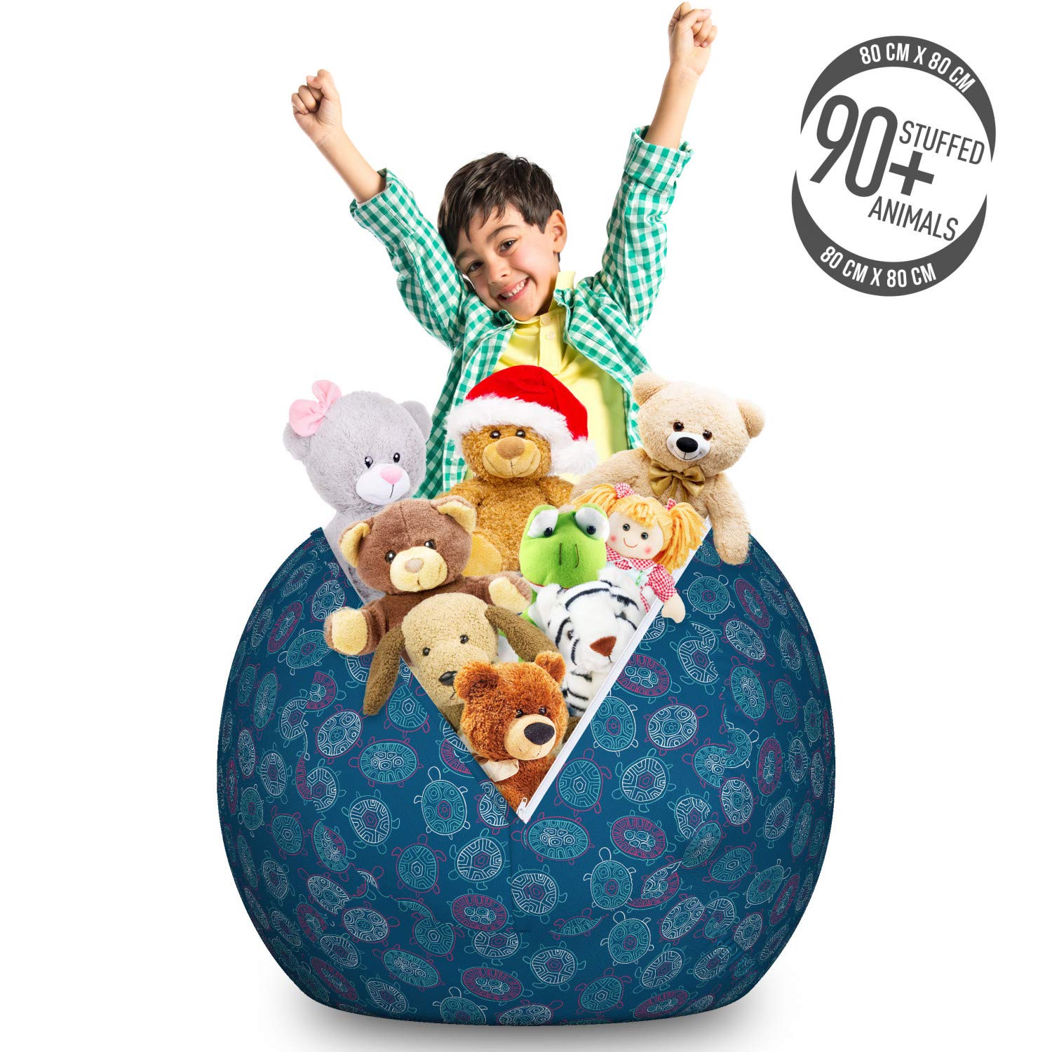 Ambesonne Turtle Storage Toy Bag Chair - Large Washable Stuffed Animal Organizer with Exotic Ocean Amphibian Design, Multicolor | Perfect for Kids' Room, Nursery, Playroom & Toy Storage Organization