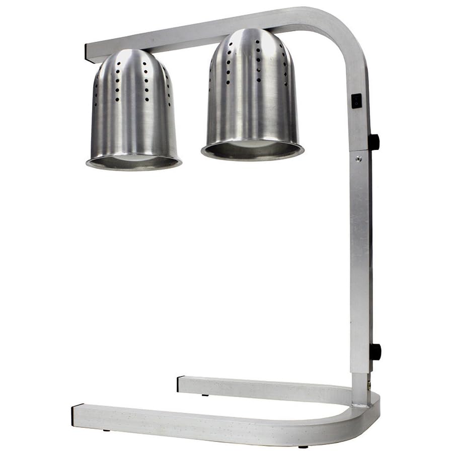 Winco Professional Twin Bulb Free Standing Heat Lamp - Aluminum Construction for Restaurants, Kitchens & Outdoor Use