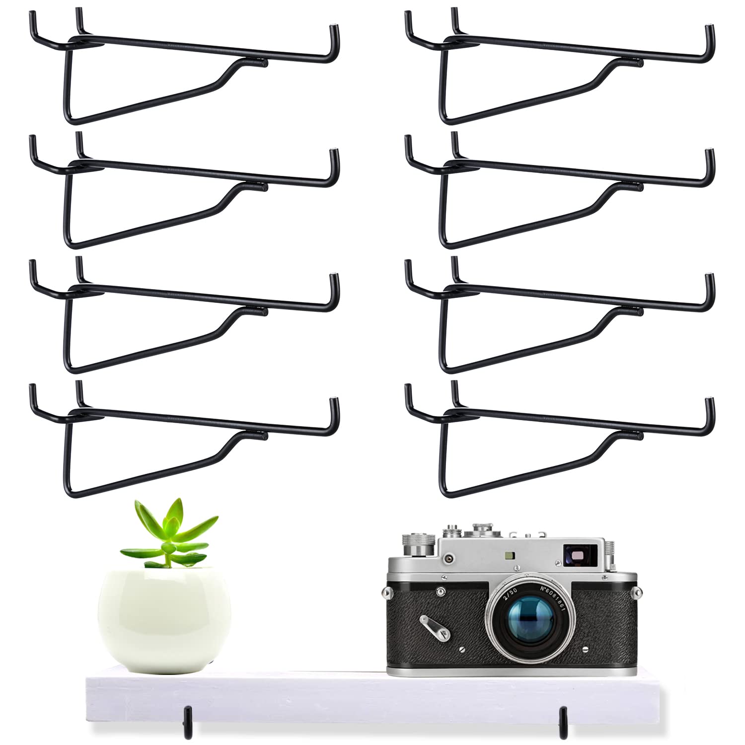 8Pcs Black Metal Pegboard Hooks - Heavy Duty 1/4