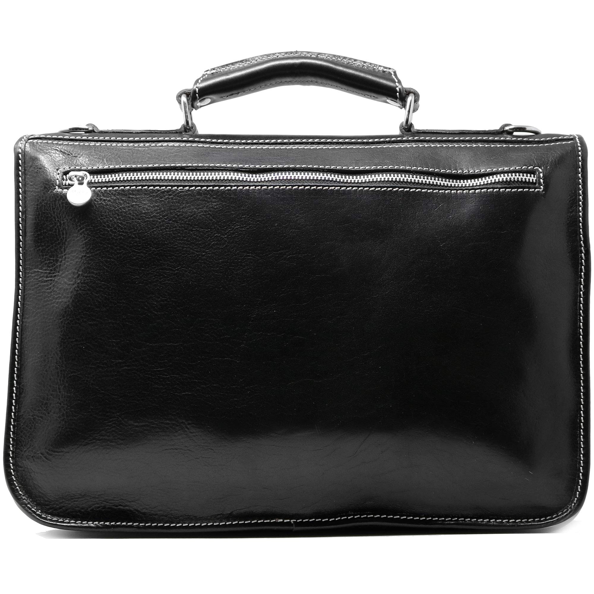 Floto Luggage Roma Messenger Bag for Men & Women - Black Leather Crossbody Shoulder Bag - Perfect for Travel, Work & Daily Commute