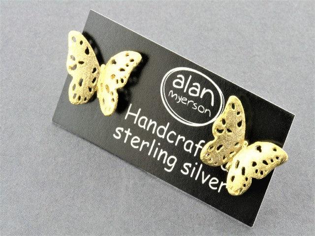 22K Gold Over Silver Apatura Butterfly Stud Earrings - Elegant Jewelry for Women, Perfect for Parties, Weddings & Daily Wear