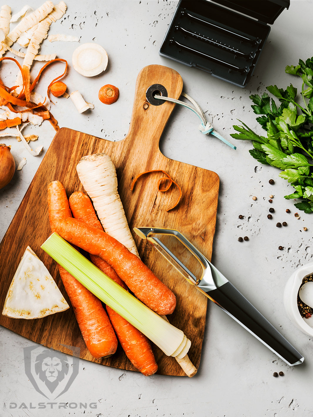Premium Dalstrong Swivel Straight Peeler with 3 Blades - Ergonomic Vegetable Peeler for Potatoes, Carrots & Fruits - Professional Kitchen Tool for Home Chefs & Cooking Enthusiasts