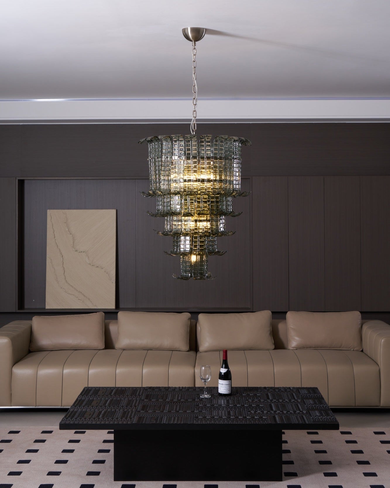 Elegant Cascade Murano Glass Chandelier - Handcrafted Italian Lighting Fixture for Dining Room, Living Room & Bedroom Decor