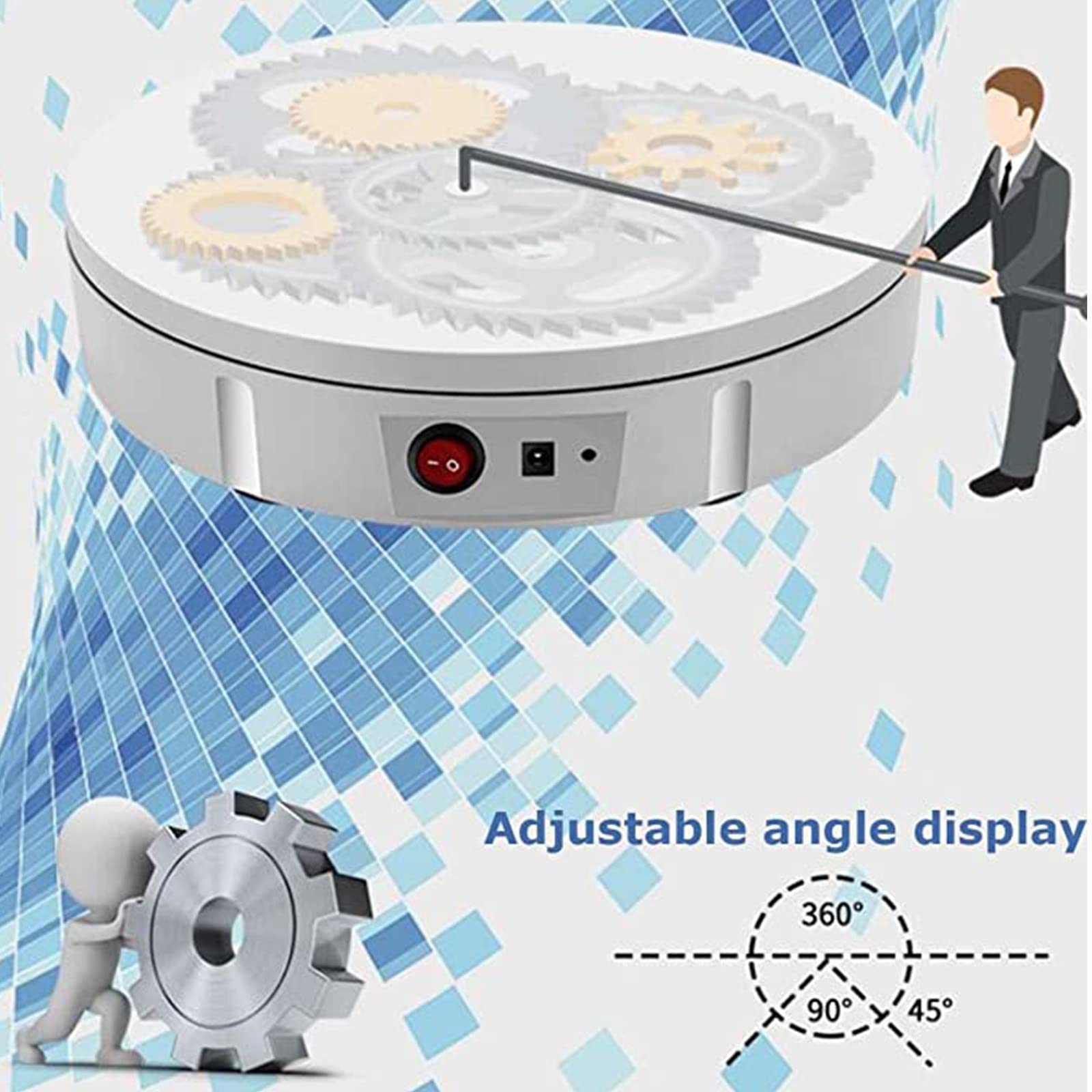 XYEJL 360 Degree Electric Rotating Turntable Display Stand - Automatic Revolving Platform with Remote Control for Product Photography, Jewelry Display, Cake Decorating & 360° Showcase - White