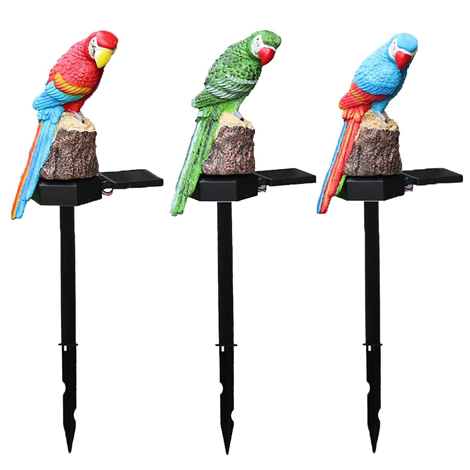 Solar Powered LED Parrot Garden Lights - Waterproof Outdoor Solar Lights for Yard, Patio & Lawn Decor - Green Bird Shaped Solar Lamps for Nighttime Landscape Lighting