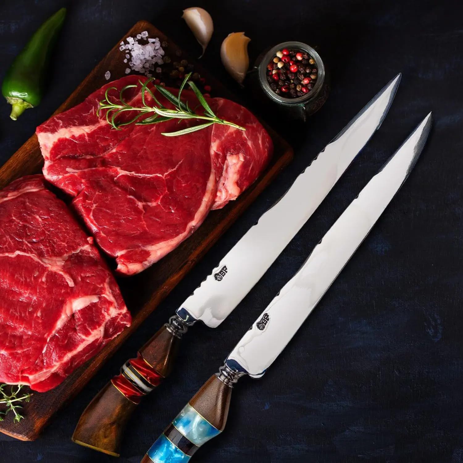 Premium 10-inch Stainless Steel Kitchen Knife - Blue Polished Blade for Professional Chefs & Home Cooking | Perfect for Slicing, Dicing & Meat Cutting