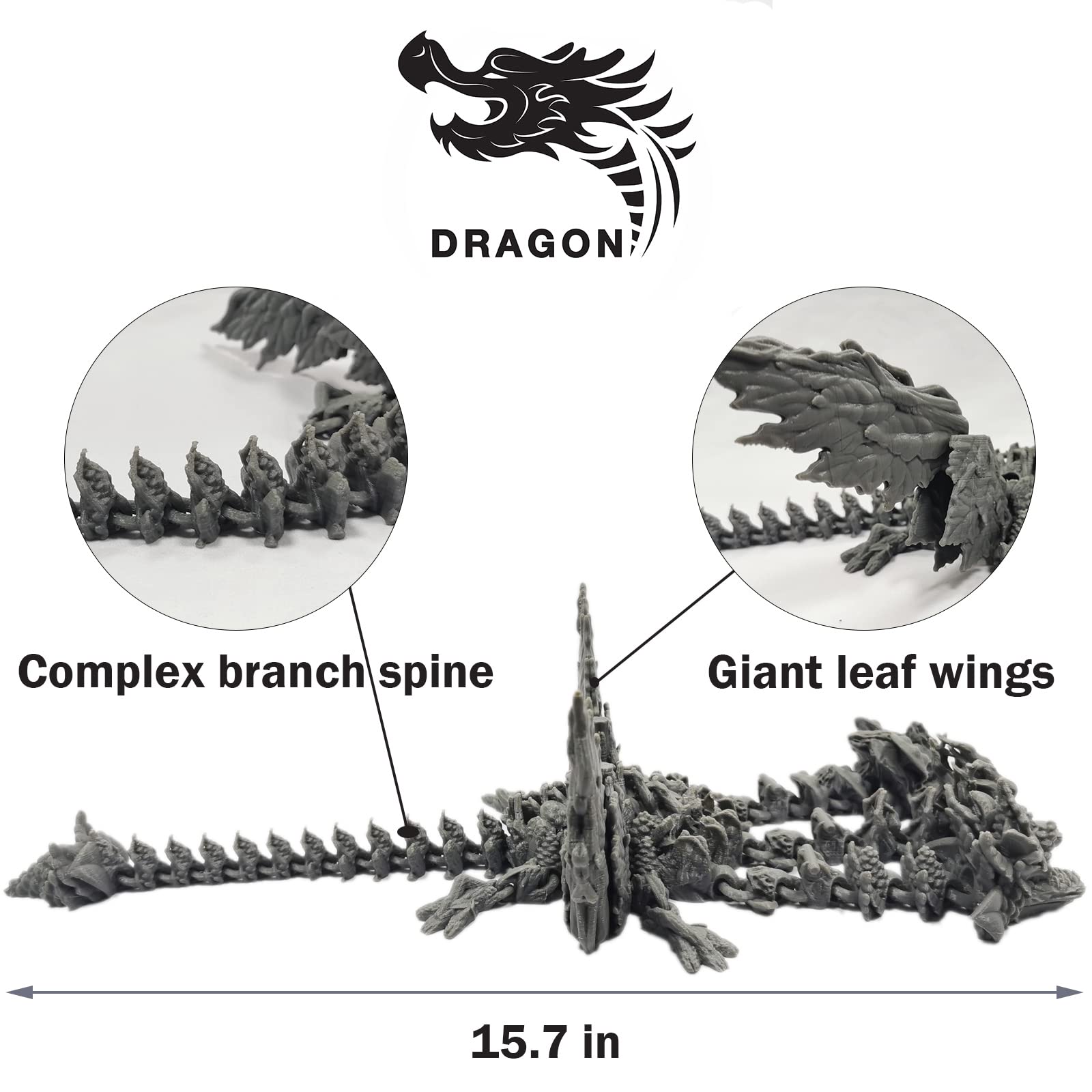 3D Printed Articulated Three-Headed Dragon Toy - Ancient Mythical Beast Monster with Deformable Joints, Anti-Anxiety Action Figure for Collectors (Joy Orange, 15.7 Inch) - Perfect for Home Decor, Stress Relief, and Fantasy Collections