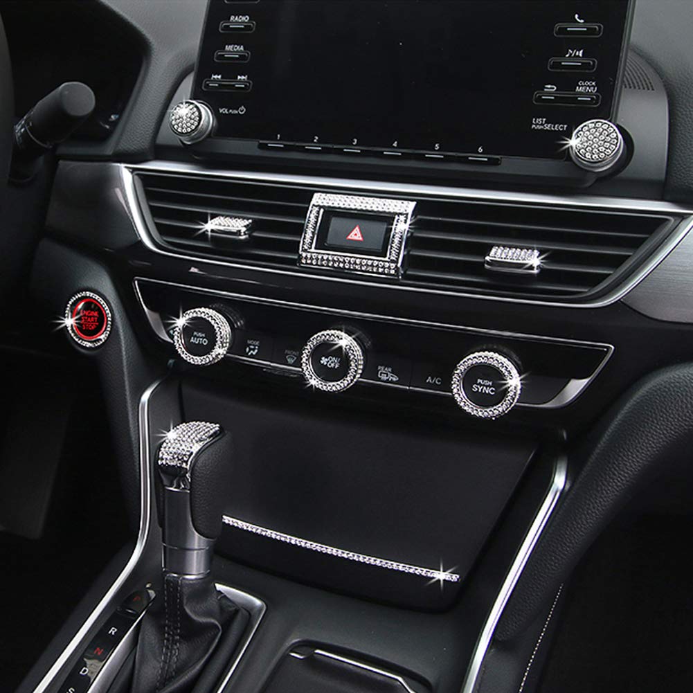 GeeGee 3-Piece Rhinestone AC Knob Covers - Bling Crystal Decor for 10th Gen Honda Accord - Interior Car Accessories & Dashboard Decals (Perfect for Adding Luxury Style to Your Vehicle's AC Controls)