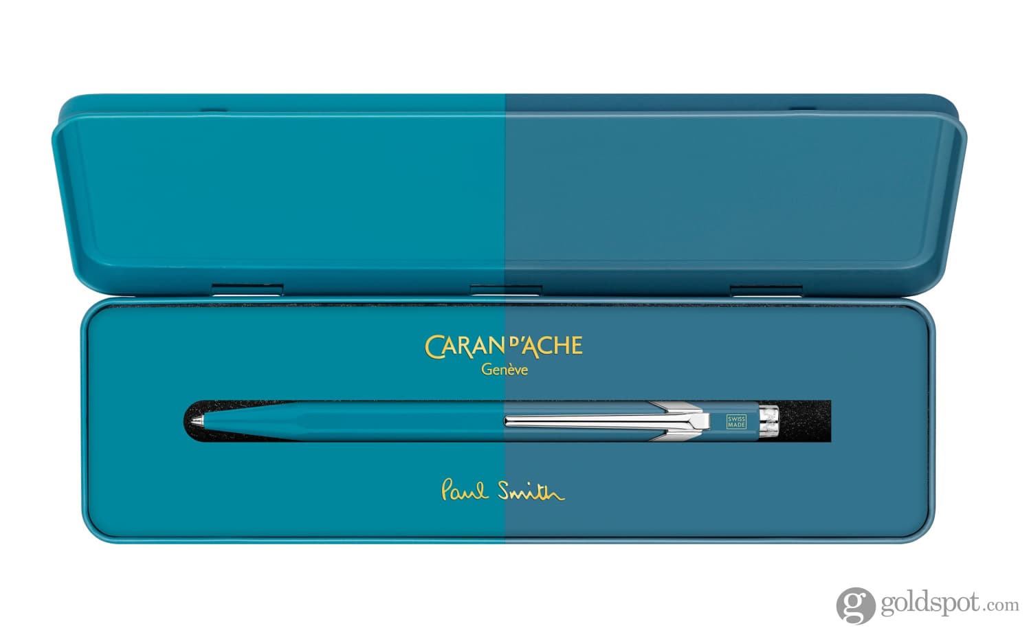 Premium Caran d'Ache 849 Paul Smith Limited Edition Cyan & Steel Ballpoint Pen - Luxury Writing Gift for Professionals, Collectors & Office Use