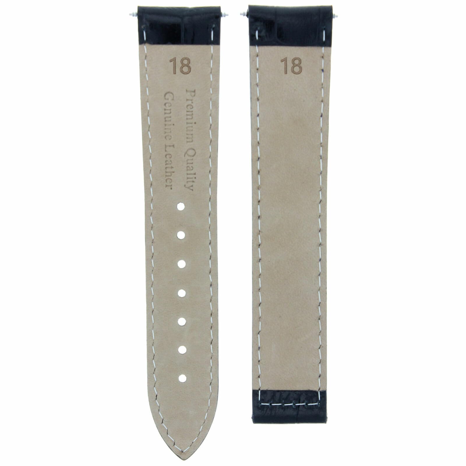 18mm Genuine Leather Watch Band Strap with Deployment Clasp - Compatible with Omega Seamaster - Black with Orange Stitching - Perfect for Business, Casual & Outdoor Activities