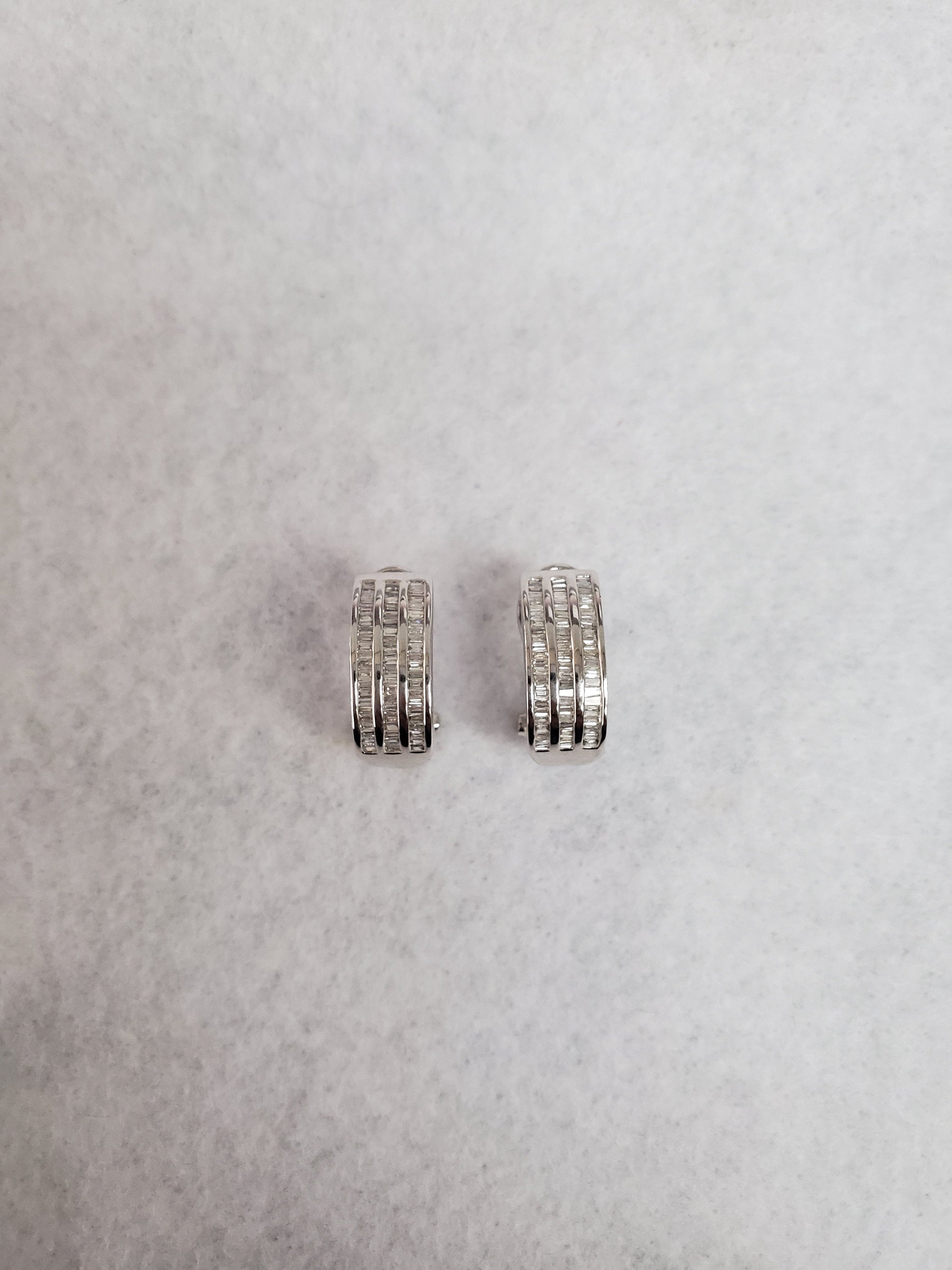 14K White Gold Diamond Baguette Earrings .96cttw - Elegant Stud Earrings for Women, Perfect for Weddings, Parties & Special Occasions