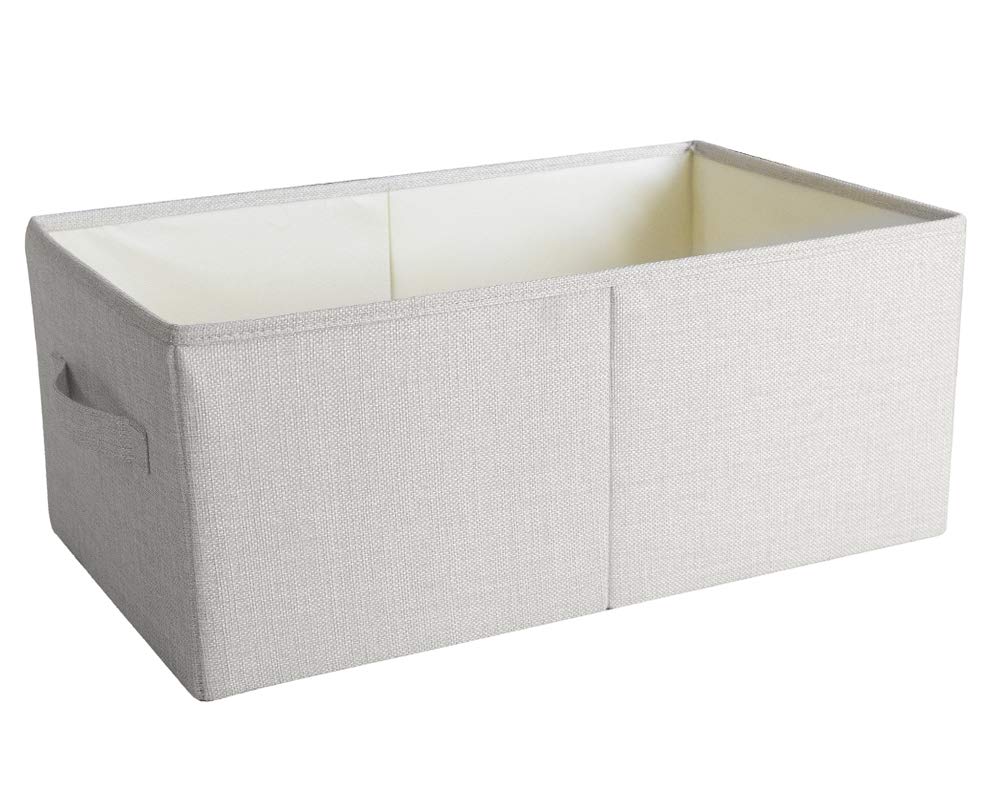 ALYER Collapsible Fabric Storage Organizer with Handles - Foldable Shelf Bins & Box Container for Bedroom, Office, Closet, Nursery - Perfect for Organizing Toys, Books, Clothes & More (Beige) | Space-Saving Home & Office Storage Solution