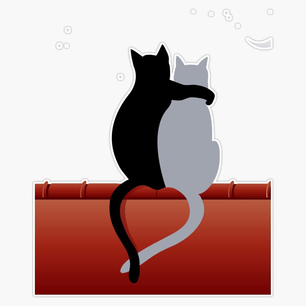 Black & Gray Cats Vinyl Decal Sticker - 5 Inch Waterproof Bumper Sticker for Cars, Laptops & Windows - Cute Kitty Car Accessories & Home Decor