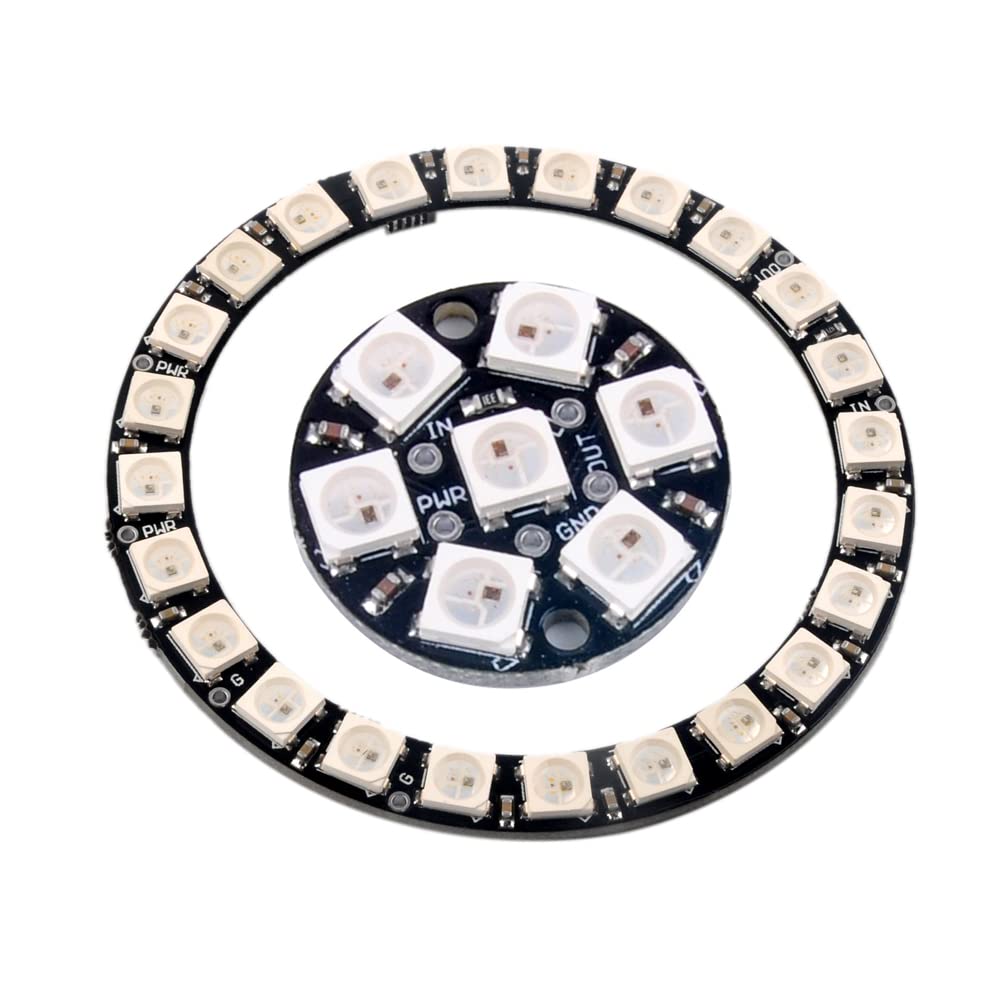 Geekstory 24+7 Bits WS2812 5050 RGB LED Ring Light - Full Color Stage Lighting with Integrated Drivers for DJ, Party, and Home Decoration