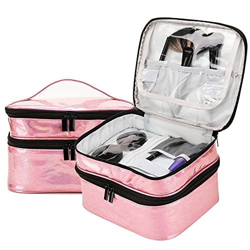 Large Double Layer Makeup Bag with Dividers - Travel & Storage Organizer
