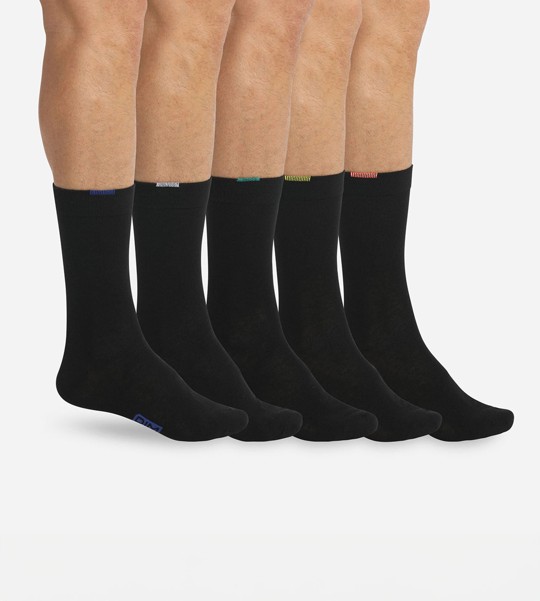 5 Pairs of Black EcoDIM Men's Socks - Soft & Breathable Cotton Crew Socks for Casual, Work & Sports - Comfortable Everyday Socks for Men