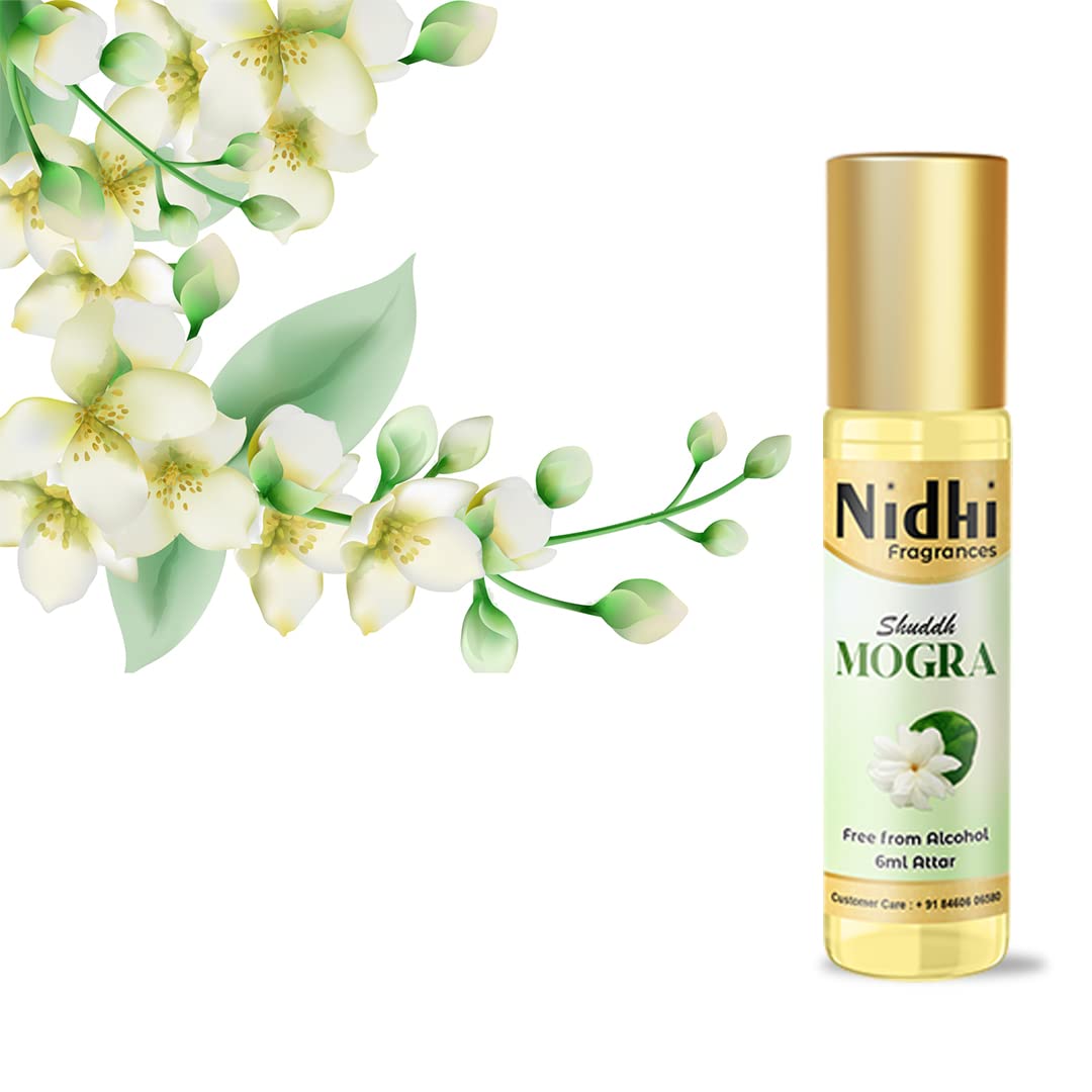 Nidhi Herbal Suddh Mogra Pure Floral Attar Perfume - 6ml for Men & Women | Romantic Date, Wedding & Special Occasion Fragrance