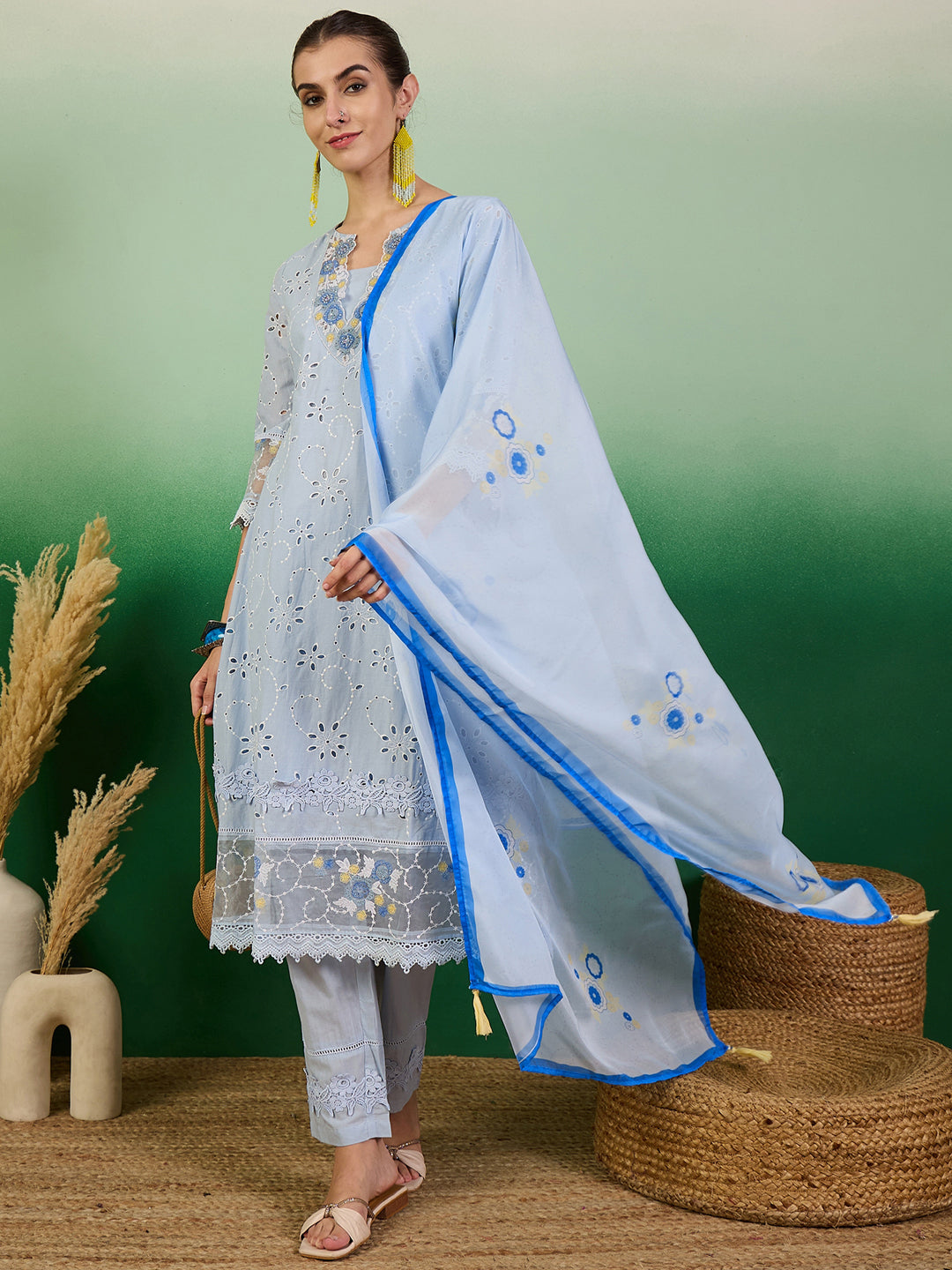 Blue Heavy Designer Pant Suit With Embroidery Work - Elegant Formal Wear for Women | Perfect for Weddings, Parties & Office Events