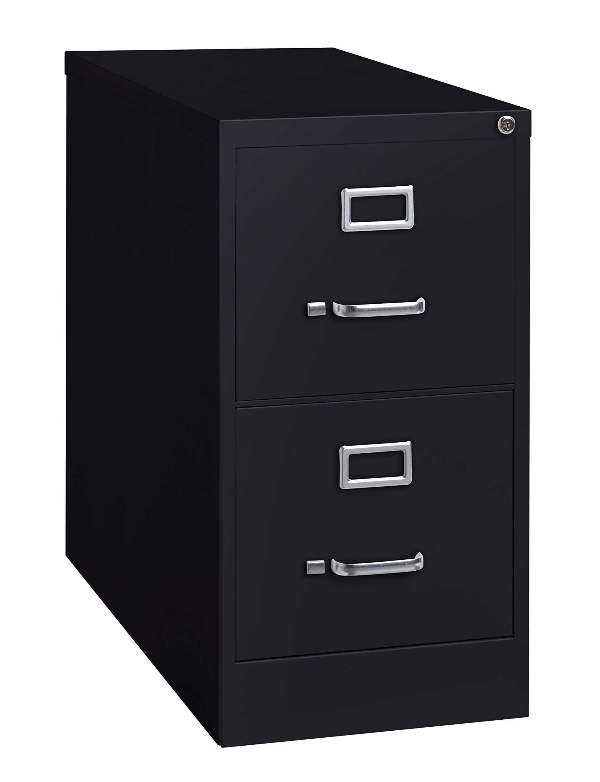 26.5 Inch Black Metal File Cabinet - 2-Drawer Vertical Letter Size for Home & Office Storage | Organize Documents, Files & Supplies in Style