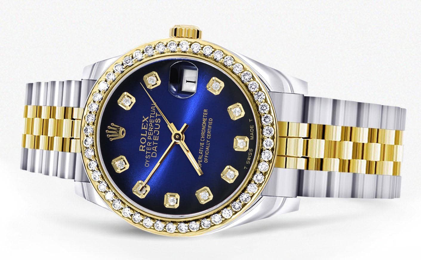 Luxury Diamond Gold Rolex Watch for Men & Women - 31MM Diamond Bezel, Blue Black Dial with Jubilee Band - Perfect for Gifts, Special Occasions & Luxury Fashion Accessories