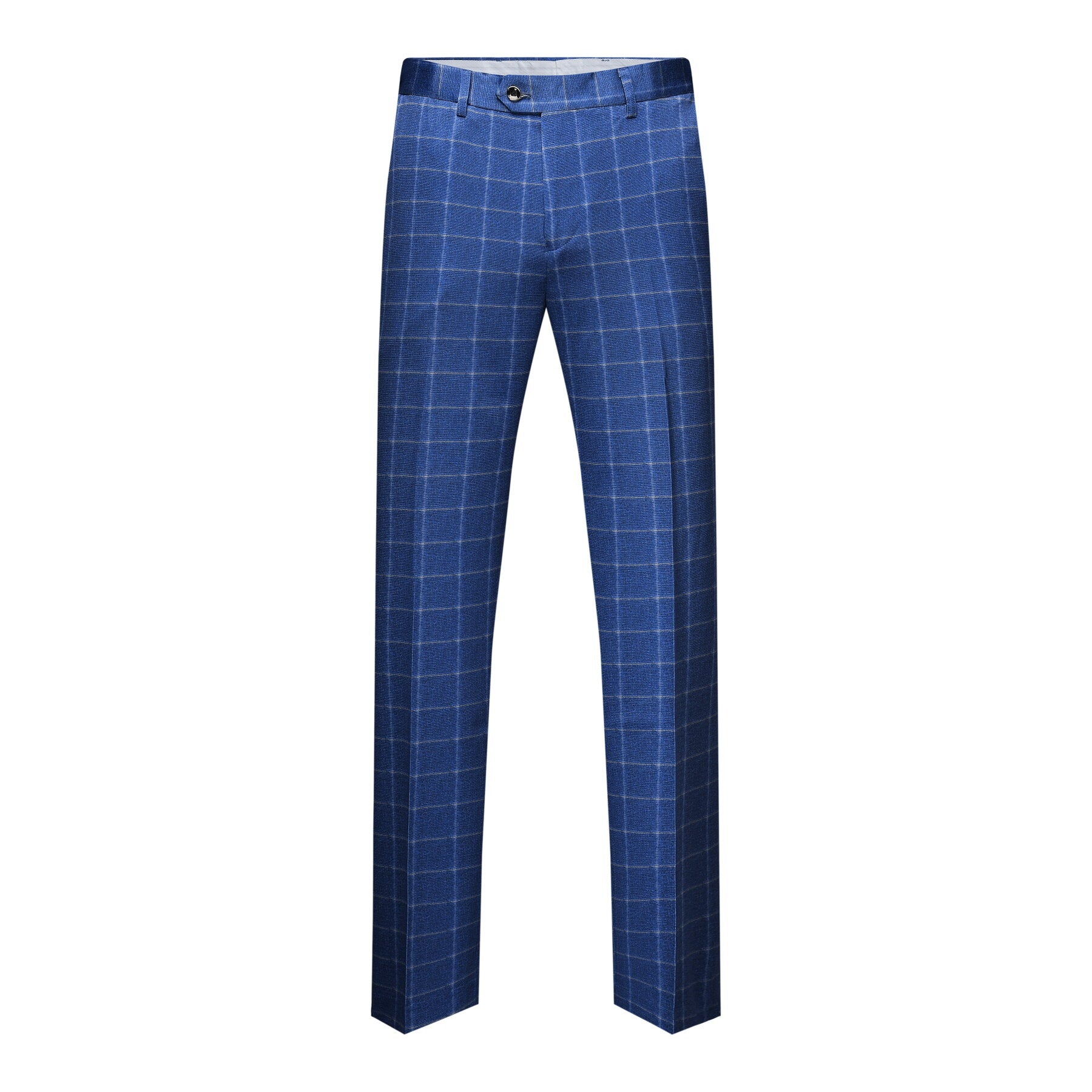 3 Piece Slim Fit Royal Blue Plaid Modern Suit for Men - Business Formal & Wedding Attire - Perfect for Office, Interviews, and Special Occasions