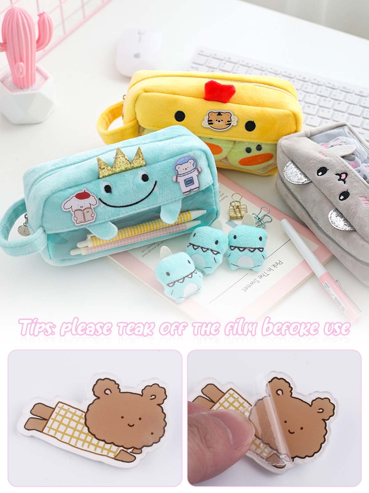 65 PCS Acrylic Cute Pins Set - Kawaii Animal Badges (Sheep, Rabbit, Dog, Bear) for Backpacks, Bags, Jackets & Hats - Aesthetic Cartoon Brooches for Girls - Perfect for School, Travel & Fashion Accessories