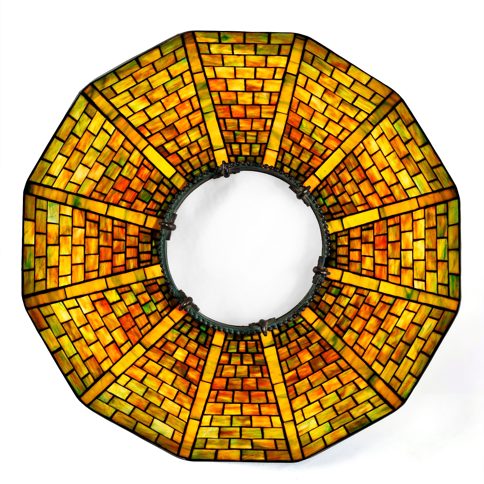 Tiffany Studios New York Geometric Chandelier - Handcrafted Stained Glass Pendant Light Fixture for Dining Room, Living Room & Bedroom Decor