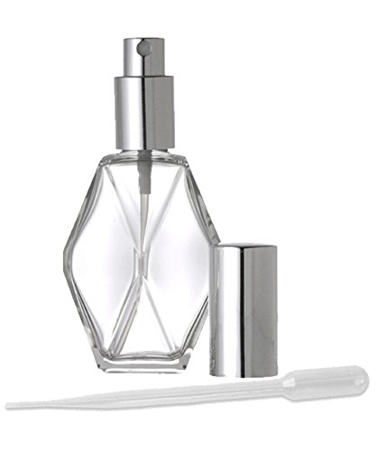 Premium 1 Oz Diamond-Cut Glass Perfume Atomizer Bottle - 30ml Refillable Spray Bottle with Silver Cap & Sprayer (Set of 20) - Ideal for Travel, Purse, Aromatherapy & Fragrance Storage