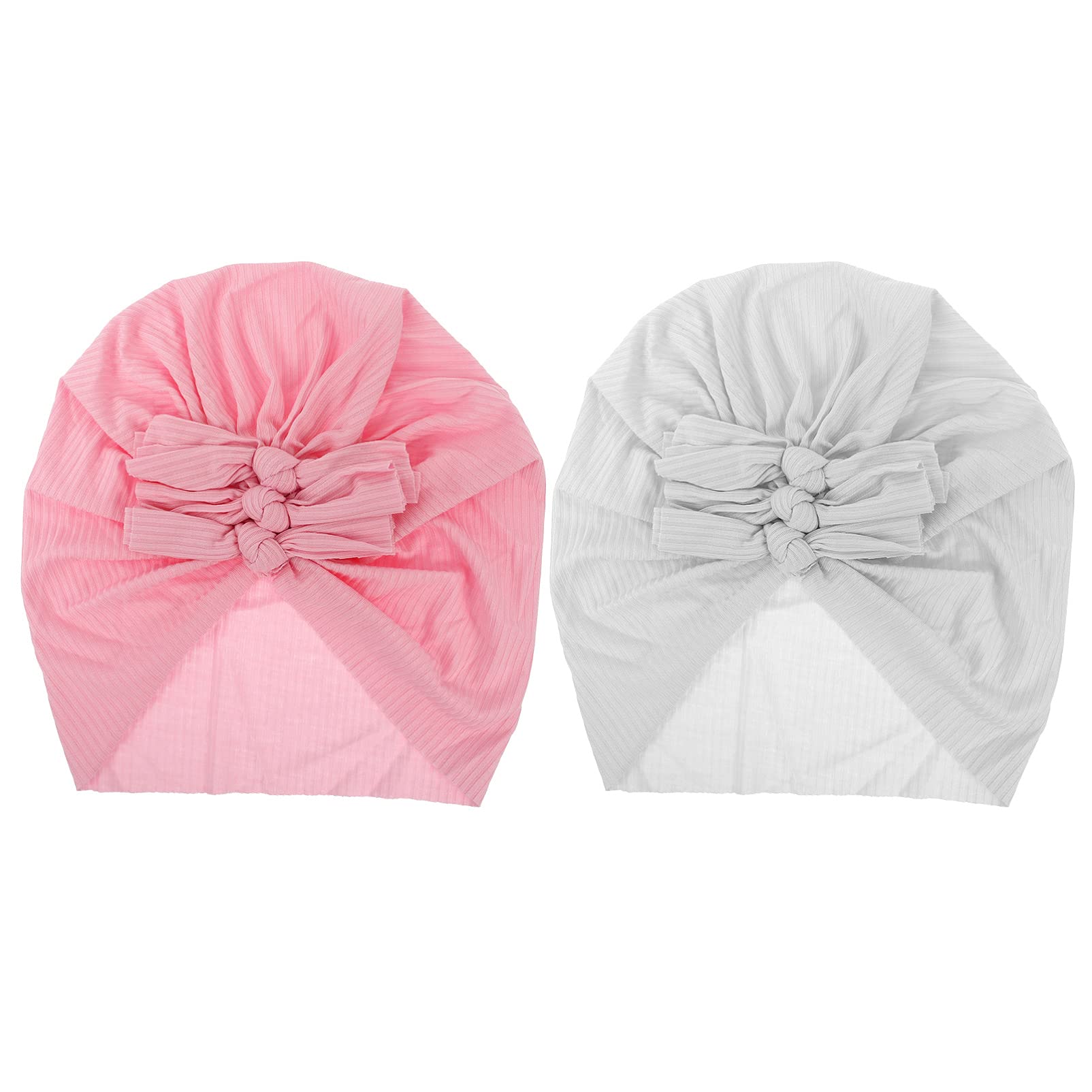 VALICLUD 2Pcs Baby Turban Hats - Soft Cotton Infant Headbands for Newborns & Toddlers - Cute Photography Props for Baby Shower, Birthday & Holiday Photos