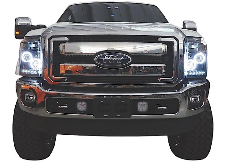 Ford Super Duty F250 F350 F450 F550 2011-2016 Projector Headlights with CCFL Halo Rings & DRL - Clear/Chrome Options for Off-Road & Night Driving