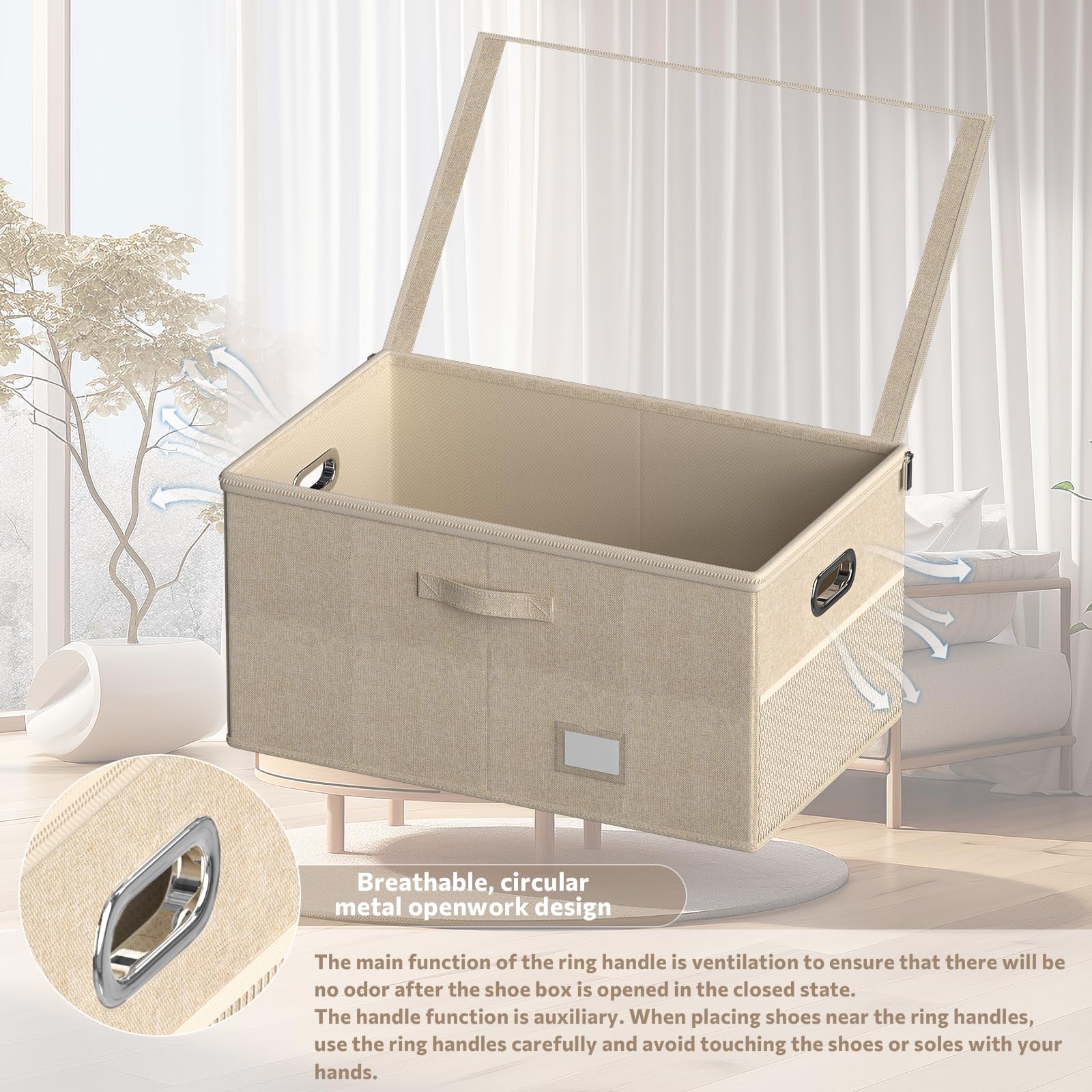 Foldable Shoe Storage Organizer for Closet - Clear View Box Holds 18 Pairs with Adjustable Dividers | Perfect for Shoes, Blankets, Linen & Clothing Storage | Space-Saving Solution for Bedroom, Entryway & Dorm Organization