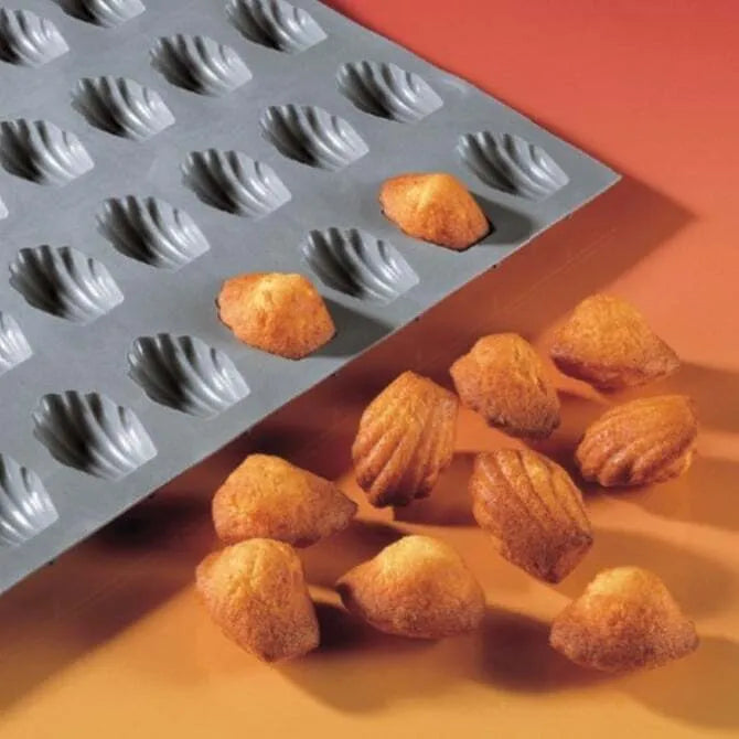 Elastomoule Mini Madeleines Silicone Baking Mold - 30 Cavity Non-Stick Madeleine Cake Pan for French Pastries | Perfect for Home Baking, Tea Parties & Gift Giving