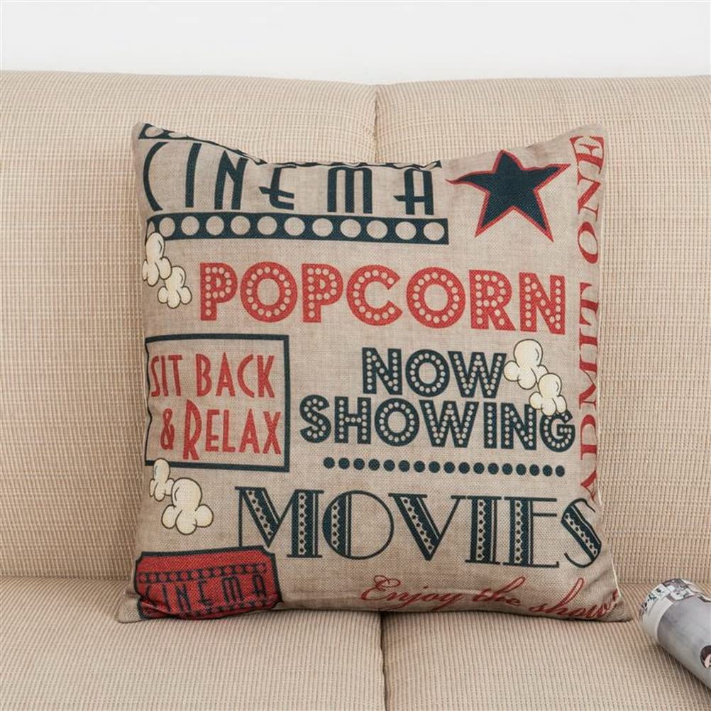 4 Pack Floral Movie Pattern Pillow Covers - 18x18 Inch Cotton Linen Throw Pillow Cases for Sofa, Bed, Couch - Home Decor Cushion Covers with Sunshine Design - Perfect for Living Room, Bedroom & Home Theater Decor